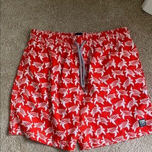 Tom & Teddy Red Butterfly Swim Trunks